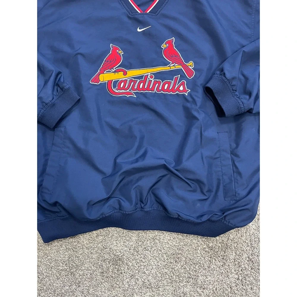 Vintage St Louis Cardinals Pullover Jacket Mens 2XL Navy Nike Center Swoosh